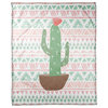 Aztec Cactus 50x60 Coral Fleece Blanket