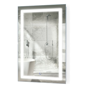 LED Lighted Bathroom Mirror With Defogger and Dimmer, 20"x32"