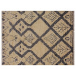 Bareens Designer Rugs - Modern Moroccan Stringer Ivory/Grey Wool Rug - 4'1'' x 6'1'' - Hand knotted from finest quality wool, this stunning fashionable handmade Moroccan rug also known as a shag rug is crafted by skilled artisans with trendy and elegant design and sophisticated modern pattern creating a compelling focal point in any living area. The Moroccan rug featuring a stunning global inspired design that endure at the forefront of contemporary trend. The meticulously plush pile constructed in great quality wool, features luxurious texture and appearance adding softness, warmth and comfort to any room.