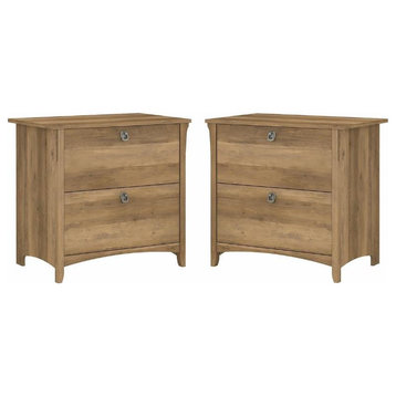 Home Square 2 Piece Wood Filing Cabinet Set with 2 Drawer in Reclaimed Pine