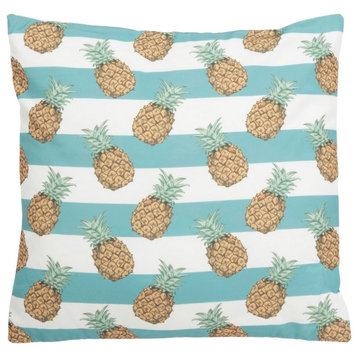 Safavieh Indoor/Outdoor Pari Pineapple Pillow Teal/White 18" X 18"