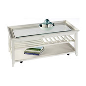 Progressive Sandpiper II Glass Top Castered Coffee Table, Brushed White