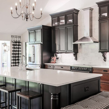 Longwood Black and brown french country kitchen