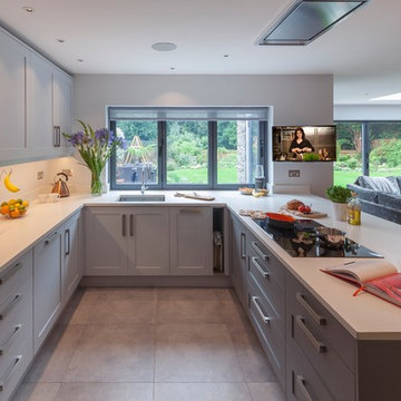 Classic hand painted Shaker kitchen in shades of grey and white