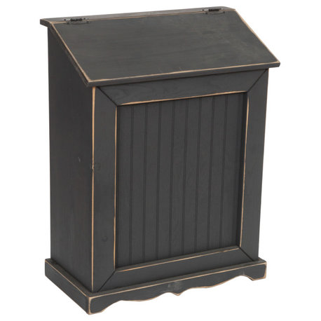 Farmhouse Pine Lift-Top Hamper, Black