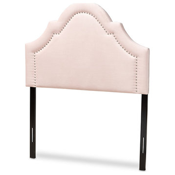 Rita Light Pink Velvet Fabric Upholstered Twin Size Headboard