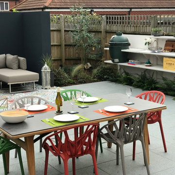 Quirky modern family outdoor space