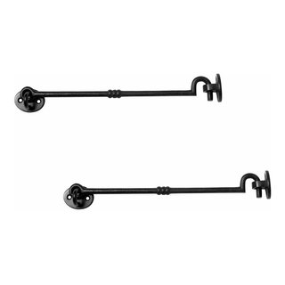 Black Wrought Iron Cabin Hook Eye 11 L Privacy Hook Door Latches Pack of 2  - Traditional - Door Locks - by Renovators Supply Manufacturing