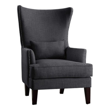 Lexicon Avina Upholstered Accent Wingback Chair in Charcoal