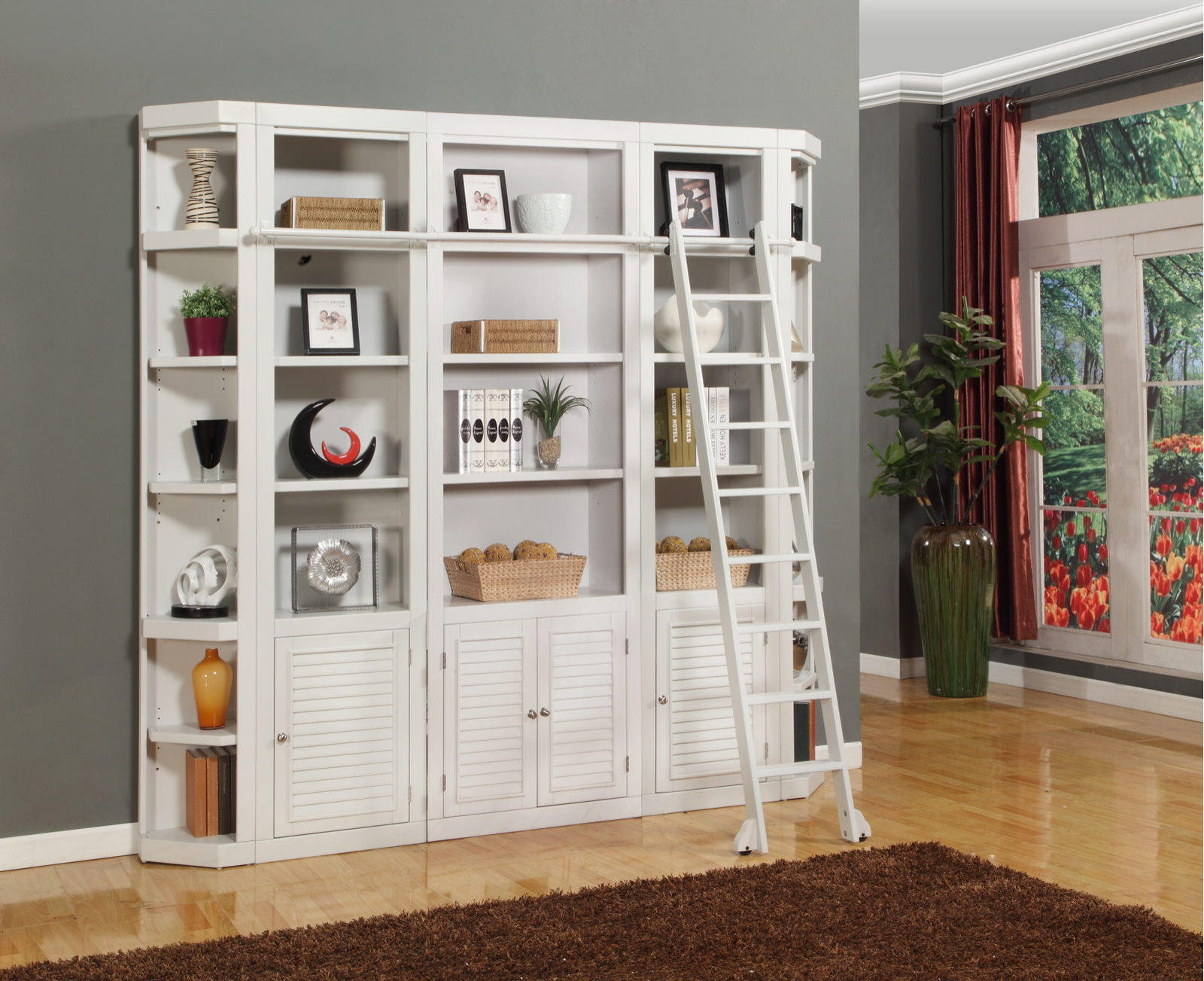 Emma Mason Signature Havant 5 Piece Bookcase Wall with Ladder in Cottage White