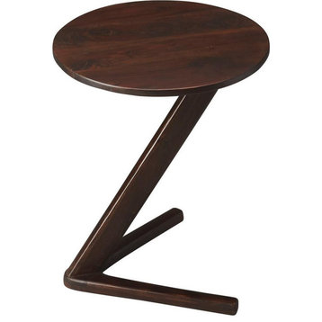 Accent Table Modern Contemporary Angled Pedestal Dark Walnut