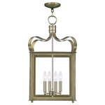 Livex Lighting - Livex Lighting 4314-01 Garfield - Four Light Chain Hanging Pendant - Canopy Included: TRUE  Canopy DGarfield Four Light  Antique Brass *UL Approved: YES Energy Star Qualified: n/a ADA Certified: n/a  *Number of Lights: Lamp: 4-*Wattage:60w Candelabra Base bulb(s) *Bulb Included:No *Bulb Type:Candelabra Base *Finish Type:Antique Brass