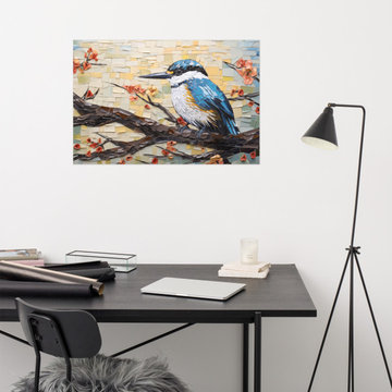 Kingfisher Serenade Mosaic Illustration Digital Art Loose Print