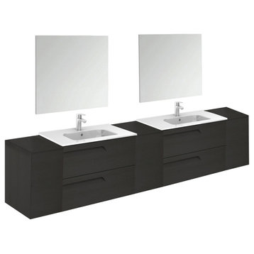 84" Nature Gray Vanity Set with Mirror and Sink Vitale by Royo, 100"