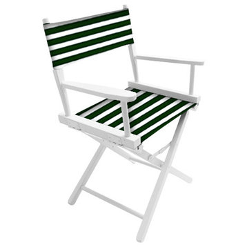 Gold Medal 18" White Contemporary Director's Chair, Hunter/White Stripe