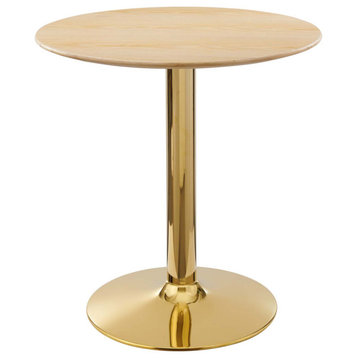 28" Dining Table, Round, Natural Gold, Metal, Modern Bistro Hospitality