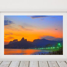 View of Ipanema beach at sunset, Rio De Janeiro, Brazil.