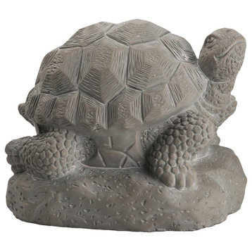 Terracotta Turtle Figurine, Washed Gray Finish, Small