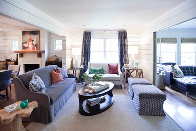 Example of a transitional living room design in Charlotte
