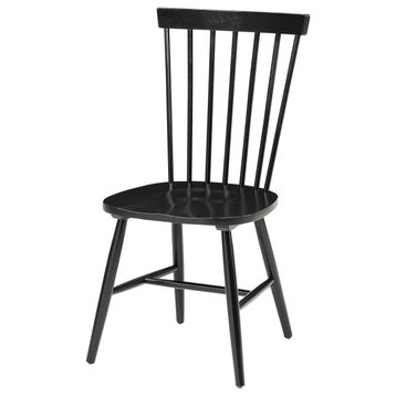 Set of 2 Armless Dining Chair, Contoured Seat With Curved Top Rail, Black