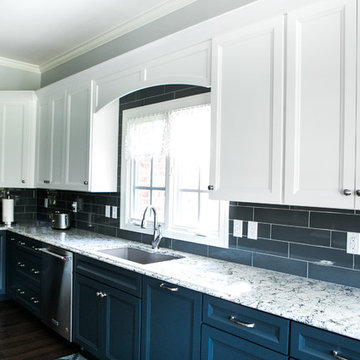 Shades of Blue - Transitional Kitchen, Bathroom, & Living Room