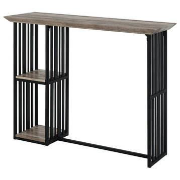 Zudora 16"W Solid Wood Counter Height Table, Antique Oak/Black