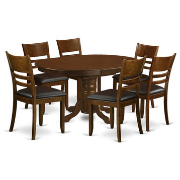 7-Piece Set Kenley With a Leaf and 6 Padded Leather Kitchen Chairs, Espresso
