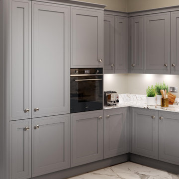 Smooth Finish Shaker-Style Kitchen Painted Dust Grey