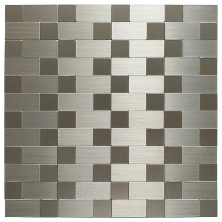 Peel and Stick Metal Backsplash Tile Puzzle Brush 12"x12, A16015p10