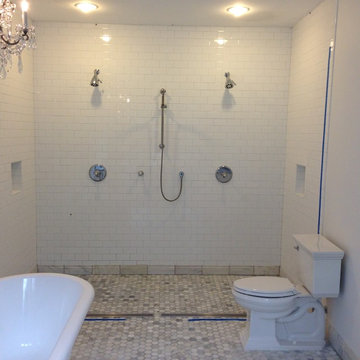 Subway and Curb less Marble shower