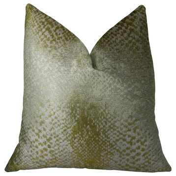 Plutus Hidden World Gold Handmade Throw Pillow, 12"x25"