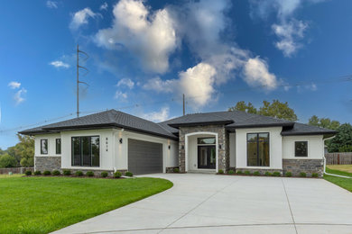 Transitional exterior home idea in Omaha