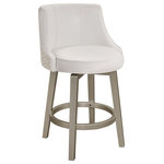 Hillsdale Furniture - Hillsdale Stonebrooke Wood and Upholstered Swivel Stool, Counter Height - With an elevated classic silhouette, this wooden counter height stool adds modern glamour to any home. Featuring a dreamy white faux leather upholstery and comfortable wrap-around backrest, this stool will add class and style to your dining or entertaining space. As an added bonus, the glittery faux gem back fabric amplifies the aesthetics of your room when tucked under your counter.  A durable solid rubberwood frame features sleek tapered legs and a ring footrest brushed with a fashion-forward champagne finish that sets this high-fashion swivel stool apart from the crowd. Assembly required.