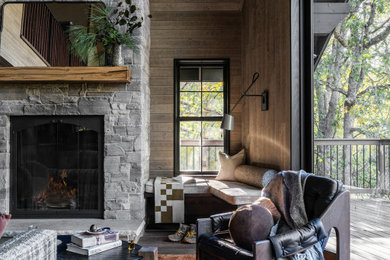 Example of a mountain style living room design in Portland