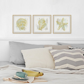 Seaside Blockprints VI Triptych