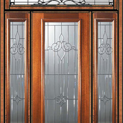 Prehung Sidelites-Transom Door 80 Wood Mahogany Arlington Full Lite - Front Doors