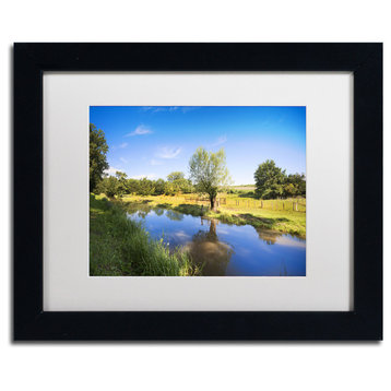 'Blue Brook' Matted Framed Canvas Art by Philippe Sainte-Laudy