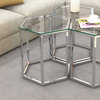 Contemporary Metal and Glass Accent Table, Silver