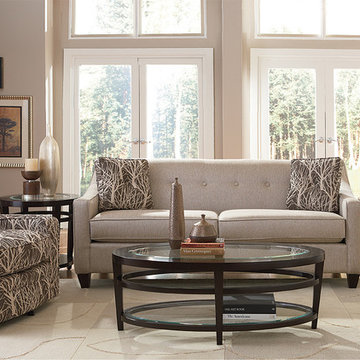 Neutral Living Room featuring Branch Patterned Upholstery
