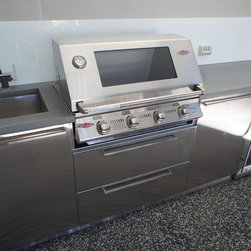 Outdoor Kitchens with Polished Concrete Benchtops & Stainless Steel Doors - Outdoor Products