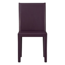 Folio Plum Leather Side Chair in Dining Chairs | Crate and Barrel - Dining Chairs