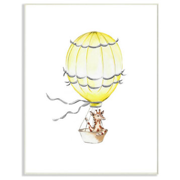Cartoon Giraffe In Hot Air BalloonPainting, 10"x15"