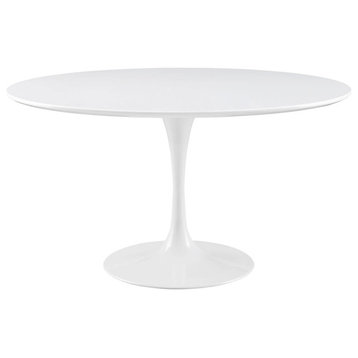 54" Round Wood Dining Table and Pedestal Base, White