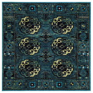 Safavieh Vintage Hamadan Collection VTH212 Rug, Blue/Multi, 6'7" Square