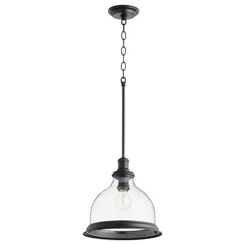 Quorum 1 Light 13.25" Pendant With Ring, Noir/Clear/Seeded