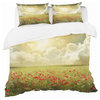 Wild Poppies On Cloudy Rustic Duvet Cover Set, Twin