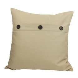 Xia Home Fashions - 20" Solid Color Pillow With Buttons, Natural - Decorative Pillows