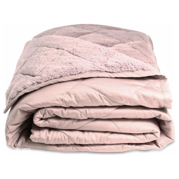 Comforter Reversible Blanket Plush Long Staple Cotton Sateen and Poly Fleece, Ro