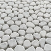 Pebble Stone Mosaic Tile Carrara White Marble River Rocks Tumbled, 1 sheet