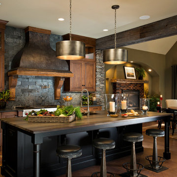 Maple Kitchen with Black Island